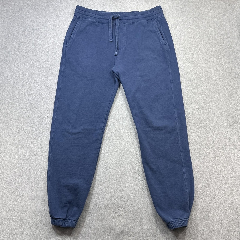 American Giant Sweatpants Mens Medium Blue Jogger Heavy Cotton Fleece Pockets